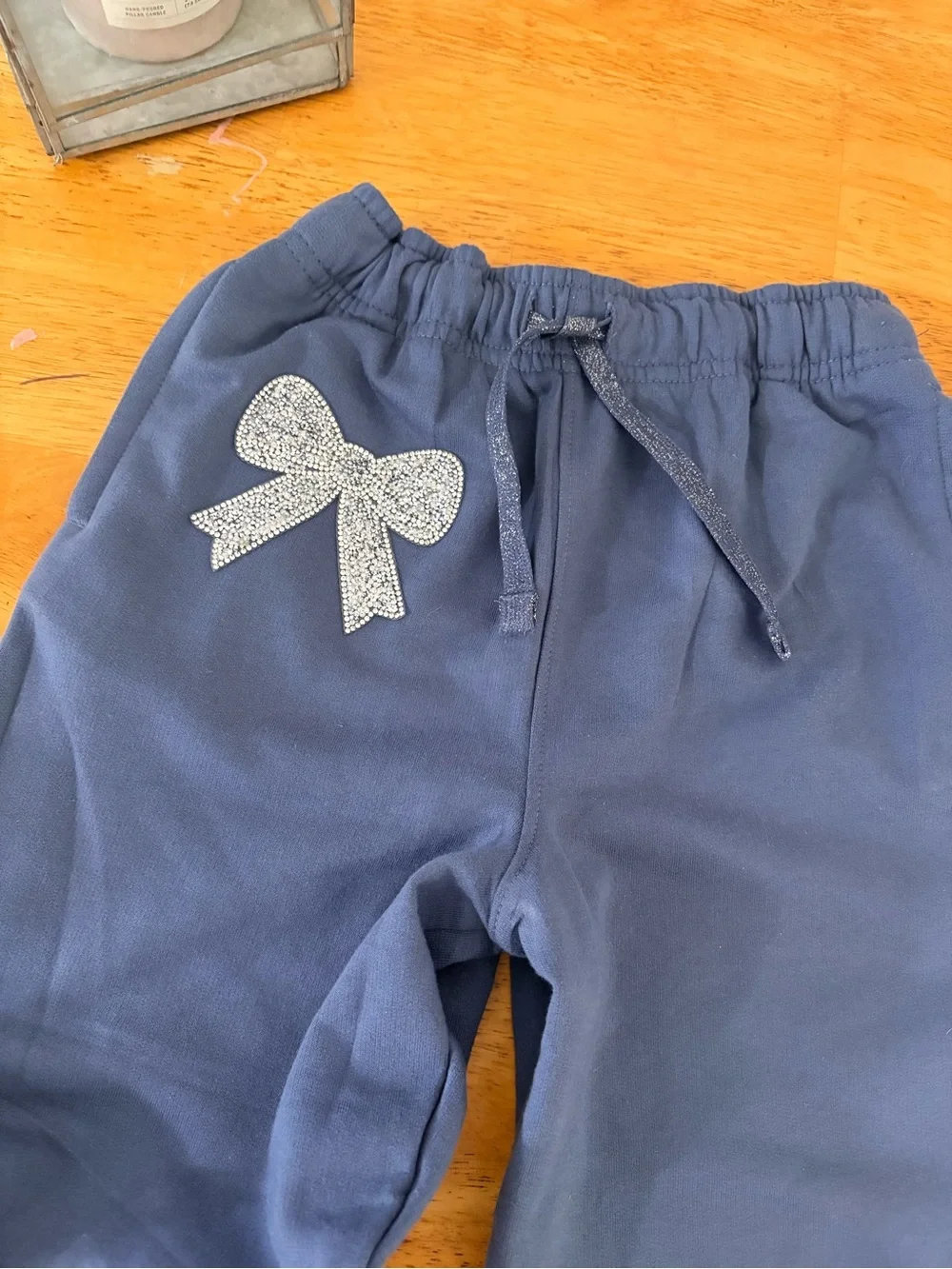Girls Navy cheer/dance Jogger Pants with Glitter Bow